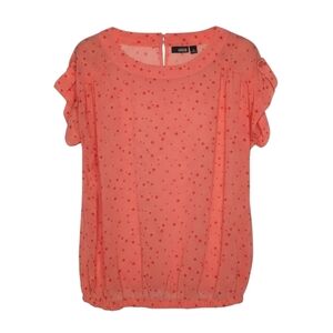 A.N.A. Coral Star Print Sheer Blouse Women’s  Medium Y2K Sheer Flowy Feminine